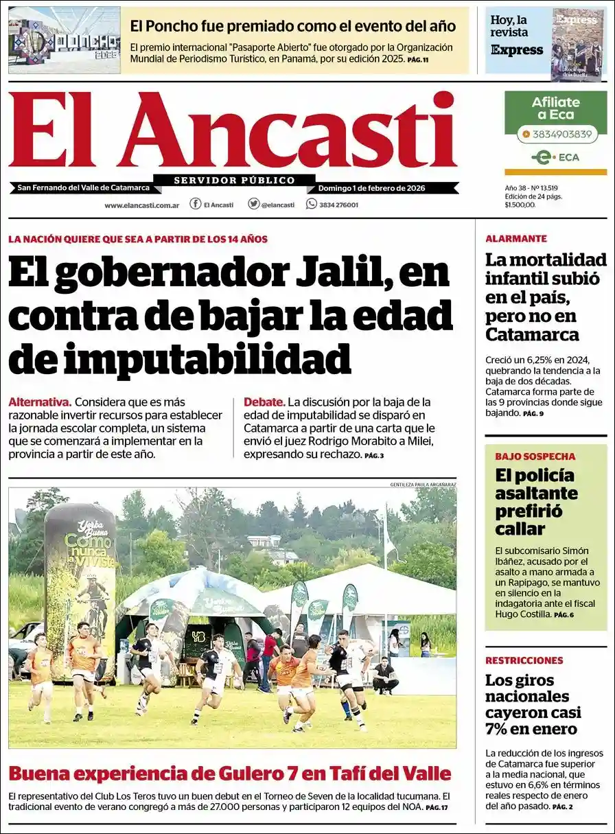 Evolucion Streaming | AGENCIA DE GUARDIA - Tapa del diario Ancasti