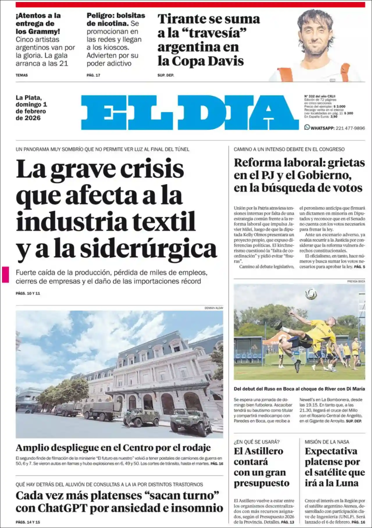 Evolucion Streaming | AGENCIA DE GUARDIA - Tapa del diario El Dia