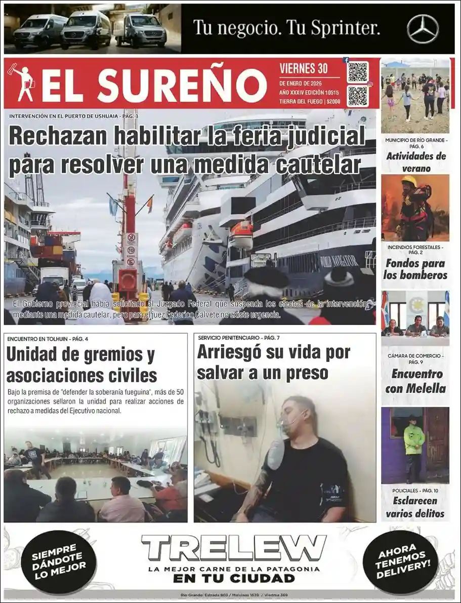 Evolucion Streaming | AGENCIA DE GUARDIA - Tapa del diario El Sureño